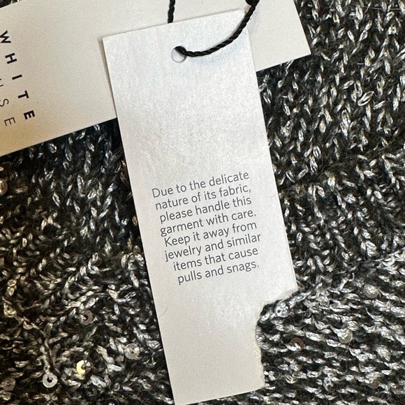 White House Black Market XS Grey Sequin V-Neck Long Sleeve Tunic Sweater NWT - Picture 9 of 10